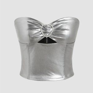 Cider Silver Metallic Crop Top